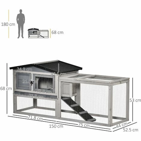 Pawhut Rabbit Hutch Pet House Outdoor Run Design w/ Water-Resistant Paint Ramp Pawhut Rabbit Hutch Pet House Outdoor Run Design W/ Water-Resistant Paint Ramp -PawHut Shop 16784022 2
