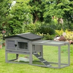 Pawhut Rabbit Hutch Pet House Outdoor Run Design W/ Water-Resistant Paint Ramp 2 Pawhut Rabbit Hutch Pet House Outdoor Run Design W/ Water-Resistant Paint Ramp -PawHut Shop 16784022 3