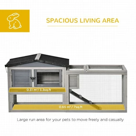 Pawhut Rabbit Hutch Pet House Outdoor Run Design w/ Water-Resistant Paint Ramp Pawhut Rabbit Hutch Pet House Outdoor Run Design W/ Water-Resistant Paint Ramp -PawHut Shop 16784022 4