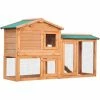 PawHut Wood Rabbit Hutch Pet House Water-Resistant W/Ramp Solid Outdoor Pet Cage