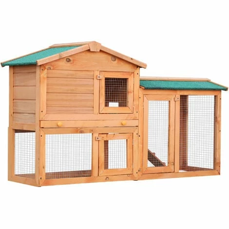 PawHut Wood Rabbit Hutch Pet House Water-Resistant w/Ramp Solid Outdoor Pet Cage PawHut Wood Rabbit Hutch Pet House Water-Resistant W/Ramp Solid Outdoor Pet Cage -PawHut Shop 16914033 1