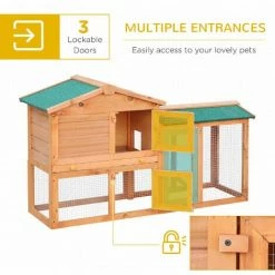 PawHut Wood Rabbit Hutch Pet House Water-Resistant W/Ramp Solid Outdoor Pet Cage 4 PawHut Wood Rabbit Hutch Pet House Water-Resistant W/Ramp Solid Outdoor Pet Cage -PawHut Shop 16914033 5