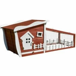 PawHut Rabbit Hutch Bunny Cage Wood Small Animal House W/ Ramp And Outdoor Run