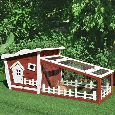 PawHut Rabbit Hutch Bunny Cage Wood Small Animal House w/ Ramp and Outdoor Run PawHut Rabbit Hutch Bunny Cage Wood Small Animal House W/ Ramp And Outdoor Run -PawHut Shop 17049218 3