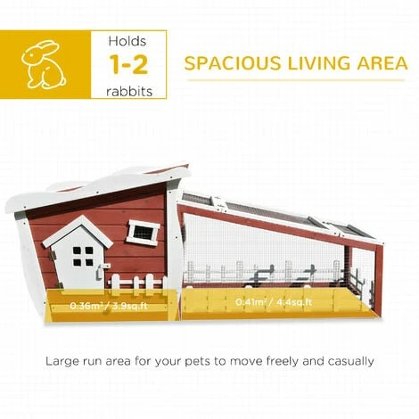 PawHut Rabbit Hutch Bunny Cage Wood Small Animal House w/ Ramp and Outdoor Run PawHut Rabbit Hutch Bunny Cage Wood Small Animal House W/ Ramp And Outdoor Run -PawHut Shop 17049218 4