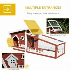 PawHut Rabbit Hutch Bunny Cage Wood Small Animal House W/ Ramp And Outdoor Run 4 PawHut Rabbit Hutch Bunny Cage Wood Small Animal House W/ Ramp And Outdoor Run -PawHut Shop 17049218 5