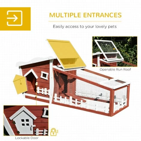 PawHut Rabbit Hutch Bunny Cage Wood Small Animal House w/ Ramp and Outdoor Run PawHut Rabbit Hutch Bunny Cage Wood Small Animal House W/ Ramp And Outdoor Run -PawHut Shop 17049218 5