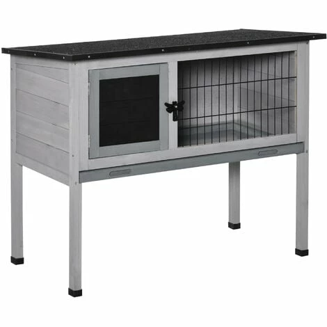 Pawhut Large Elevated Indoor Outdoor Wooden Rabbit Hutch w/ Asphalt Roof, Tray Pawhut Large Elevated Indoor Outdoor Wooden Rabbit Hutch W/ Asphalt Roof, Tray -PawHut Shop 17049219 1