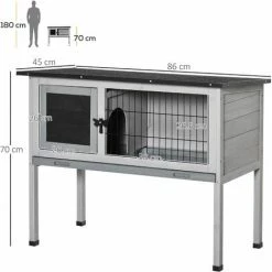 Pawhut Large Elevated Indoor Outdoor Wooden Rabbit Hutch W/ Asphalt Roof, Tray 1 Pawhut Large Elevated Indoor Outdoor Wooden Rabbit Hutch W/ Asphalt Roof, Tray -PawHut Shop 17049219 2