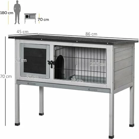 Pawhut Large Elevated Indoor Outdoor Wooden Rabbit Hutch w/ Asphalt Roof, Tray Pawhut Large Elevated Indoor Outdoor Wooden Rabbit Hutch W/ Asphalt Roof, Tray -PawHut Shop 17049219 2