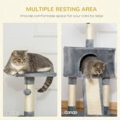 PawHut 3-Level Cat Tree W/ Sisal Scratching Posts Perch Condo And Ladder, Grey 3 PawHut 3-Level Cat Tree W/ Sisal Scratching Posts Perch Condo And Ladder, Grey -PawHut Shop 17274499 4