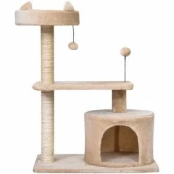 PawHut 81cm Cat Tree Kitten Large Cats Tower Activity Centre Scratch Post Beige