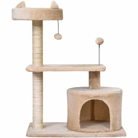 PawHut 81cm Cat Tree Kitten Large Cats Tower Activity Centre Scratch Post Beige PawHut 81cm Cat Tree Kitten Large Cats Tower Activity Centre Scratch Post Beige -PawHut Shop 17274516 1