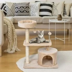 PawHut 81cm Cat Tree Kitten Large Cats Tower Activity Centre Scratch Post Beige 2 PawHut 81cm Cat Tree Kitten Large Cats Tower Activity Centre Scratch Post Beige -PawHut Shop 17274516 3
