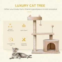 PawHut 81cm Cat Tree Kitten Large Cats Tower Activity Centre Scratch Post Beige 3 PawHut 81cm Cat Tree Kitten Large Cats Tower Activity Centre Scratch Post Beige -PawHut Shop 17274516 4