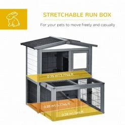 PawHut Wooden Rabbit Hutch Guinea Pig Hutches W/ Run Open Roof Small Animal Cage -PawHut Shop 17274580 4
