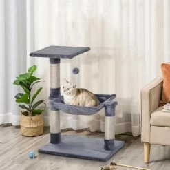 PawHut Cat Activity Tree Kitten Play Tower Palace Two-Tier Scratching Grey 2 PawHut Cat Activity Tree Kitten Play Tower Palace Two-Tier Scratching Grey -PawHut Shop 17461661 3