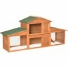 PawHut Large Rabbit Hutch Outdoor, Guinea Pig Hutch, Wooden Small Animal House, With Rabbit Run, 215 X 63 X 100 Cm