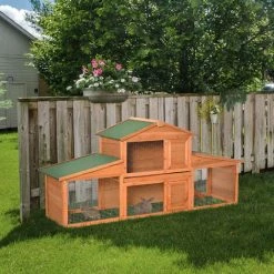 PawHut Large Rabbit Hutch Outdoor, Guinea Pig Hutch, Wooden Small Animal House, With Rabbit Run, 215 X 63 X 100 Cm 2 PawHut Large Rabbit Hutch Outdoor, Guinea Pig Hutch, Wooden Small Animal House, With Rabbit Run, 215 X 63 X 100 Cm -PawHut Shop 18176054 3