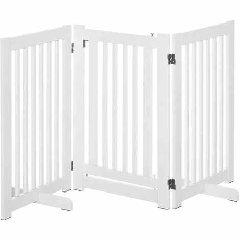 PawHut 155cm Expandable 3-Panel Freestanding Dog Pet Gate w/ Latched Door White PawHut 155cm Expandable 3-Panel Freestanding Dog Pet Gate W/ Latched Door White -PawHut Shop 19537458 1