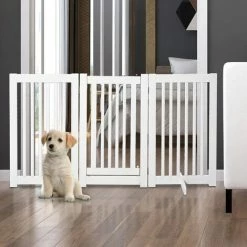 PawHut 155cm Expandable 3-Panel Freestanding Dog Pet Gate W/ Latched Door White 2 PawHut 155cm Expandable 3-Panel Freestanding Dog Pet Gate W/ Latched Door White -PawHut Shop 19537458 3