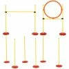 PawHut Portable Pet Agility Training Obstacle Set For Dogs W/ Adjustable High Jumping Pole, Jumping Ring, Turnstile Poles
