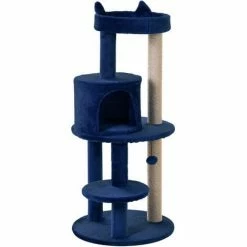 PawHut 3-Tier Deluxe Cat Activity Tree Scratching Posts Perch House Kitten Blue