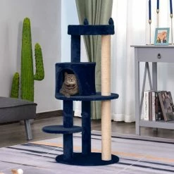 PawHut 3-Tier Deluxe Cat Activity Tree Scratching Posts Perch House Kitten Blue -PawHut Shop 19670341 3