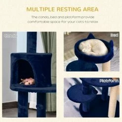 PawHut 3-Tier Deluxe Cat Activity Tree Scratching Posts Perch House Kitten Blue -PawHut Shop 19670341 5