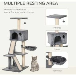 PawHut Cat Activity Tree With Condo Sisal-Covered Scratching Posts For Climbing 3 PawHut Cat Activity Tree With Condo Sisal-Covered Scratching Posts For Climbing -PawHut Shop 19670344 4