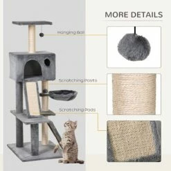 PawHut Cat Activity Tree With Condo Sisal-Covered Scratching Posts For Climbing 4 PawHut Cat Activity Tree With Condo Sisal-Covered Scratching Posts For Climbing -PawHut Shop 19670344 5