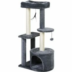 PAWHUT Cat Multi-Activity Tree Tower W/ Perch House Scratching Post Play Ball