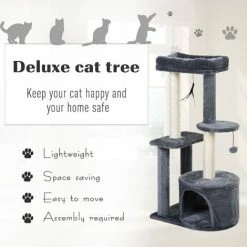 PAWHUT Cat Multi-Activity Tree Tower W/ Perch House Scratching Post Play Ball -PawHut Shop 19670345 4