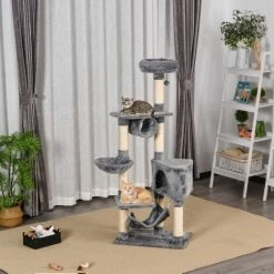 PawHut 150CM Cat Tree Tower Kittens Activity Stand House Scratching Posts -PawHut Shop 19670346 3