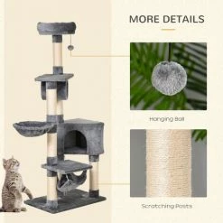 PawHut 150CM Cat Tree Tower Kittens Activity Stand House Scratching Posts -PawHut Shop 19670346 5