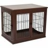 PawHut Wooden Dog Crate Puppy Cage End Table Design For Small Dog Brown