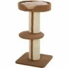 PawHut 2-Tier Cat Kitten Resting Tree W/ Top Basket Cushion Sisal Post Brown