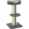 PawHut 2-Tier Cat Kitten Resting Tree W/ Top Basket Cushion Sisal Post Grey