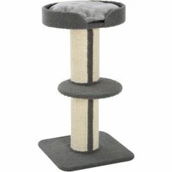 PawHut 2-Tier Cat Kitten Resting Tree W/ Top Basket Cushion Sisal Post Grey