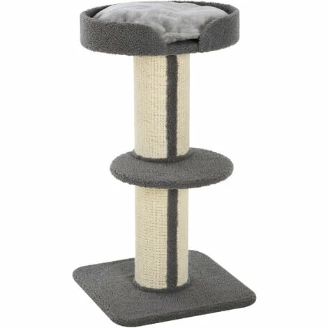 PawHut 2-Tier Cat Kitten Resting Tree w/ Top Basket Cushion Sisal Post Grey PawHut 2-Tier Cat Kitten Resting Tree W/ Top Basket Cushion Sisal Post Grey -PawHut Shop 20291056 1