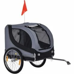 PawHut Pet Bicycle Trailer Steel Dog Bike Carrier Water Resistant Travel Grey