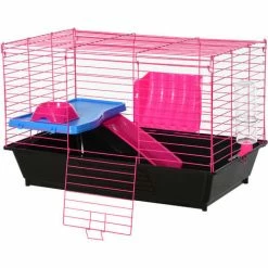 PawHut Small Animal Cage Rabbit Guinea Pig Hutch Pet Play House W/ Platform Ramp