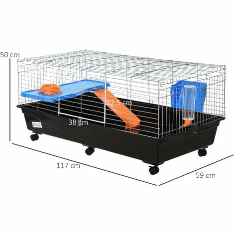 PawHut 119cm Small Animal Cage for Rabbit Ferret Guinea Pig w/ Food Dish Black PawHut 119cm Small Animal Cage For Rabbit Ferret Guinea Pig W/ Food Dish Black -PawHut Shop 21191892 2