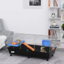 PawHut 119cm Small Animal Cage For Rabbit Ferret Guinea Pig W/ Food Dish Black 2 PawHut 119cm Small Animal Cage For Rabbit Ferret Guinea Pig W/ Food Dish Black -PawHut Shop 21191892 3