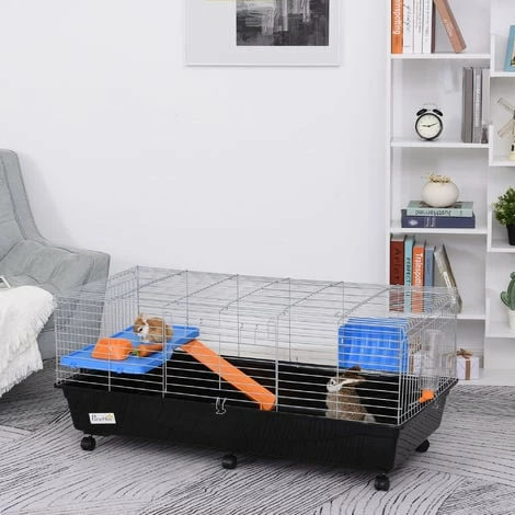 PawHut 119cm Small Animal Cage for Rabbit Ferret Guinea Pig w/ Food Dish Black PawHut 119cm Small Animal Cage For Rabbit Ferret Guinea Pig W/ Food Dish Black -PawHut Shop 21191892 3