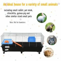 PawHut 119cm Small Animal Cage For Rabbit Ferret Guinea Pig W/ Food Dish Black 3 PawHut 119cm Small Animal Cage For Rabbit Ferret Guinea Pig W/ Food Dish Black -PawHut Shop 21191892 4