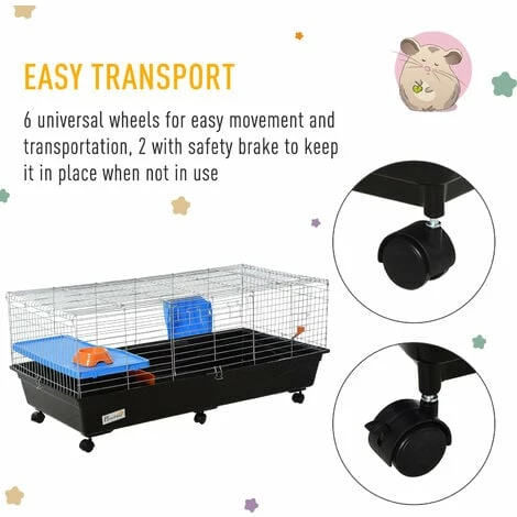 PawHut 119cm Small Animal Cage for Rabbit Ferret Guinea Pig w/ Food Dish Black PawHut 119cm Small Animal Cage For Rabbit Ferret Guinea Pig W/ Food Dish Black -PawHut Shop 21191892 5
