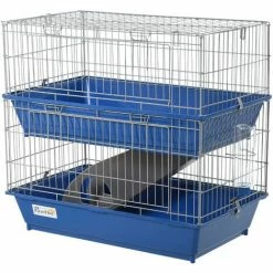 PawHut 2-Tier Small Animal Cage For Rabbit Ferret Chinchilla W/ Ramp Food Dish