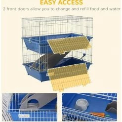 PawHut 2-Tier Small Animal Cage For Rabbit Ferret Chinchilla W/ Ramp Food Dish -PawHut Shop 21191904 4