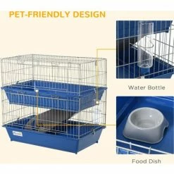 PawHut 2-Tier Small Animal Cage For Rabbit Ferret Chinchilla W/ Ramp Food Dish -PawHut Shop 21191904 5